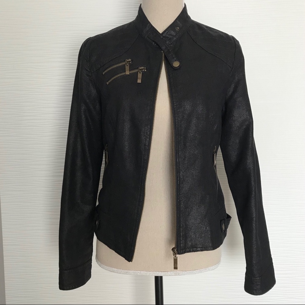 2B BEBE Black Moto Biker Leather Jacket M